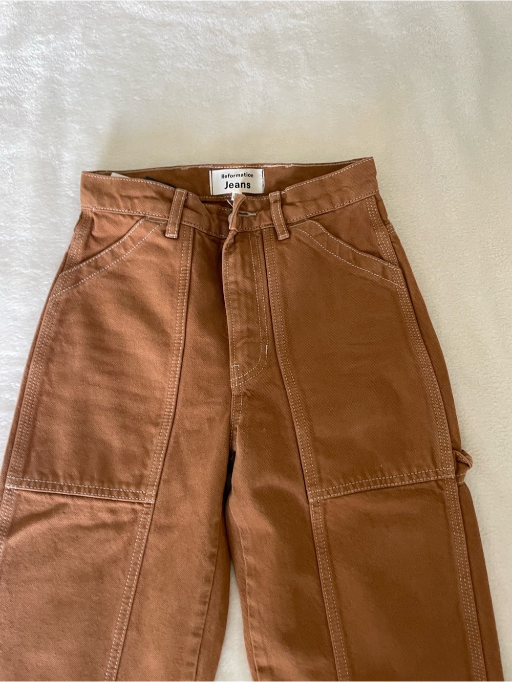 Reformation Kealy Carpenter Brown High-Rise Straight Pants - Picture 7 of 13